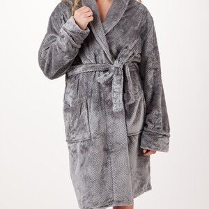 Maison & Jardin Luxury Jacquard Housecoat Robe Dark Grey